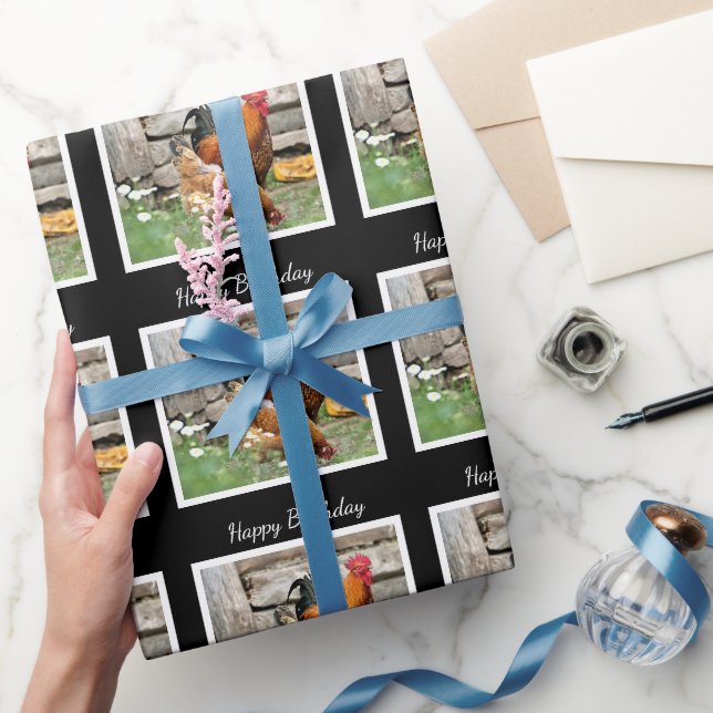 Papel de regalo de cumpleaños / Gallinas de granja (Regalar)