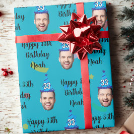 Papel de regalo de cumpleaños personalizado, azul
