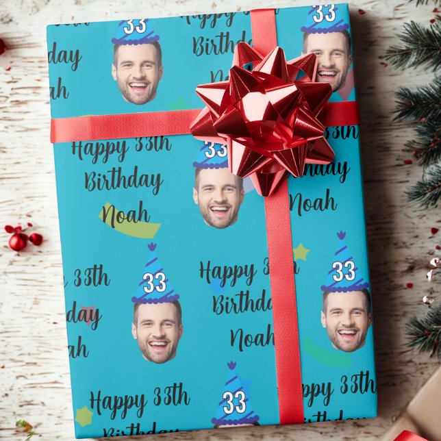 Papel de regalo de cumpleaños personalizado, azul (Subido por el creador)