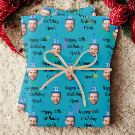 Papel de regalo de cumpleaños personalizado, azul