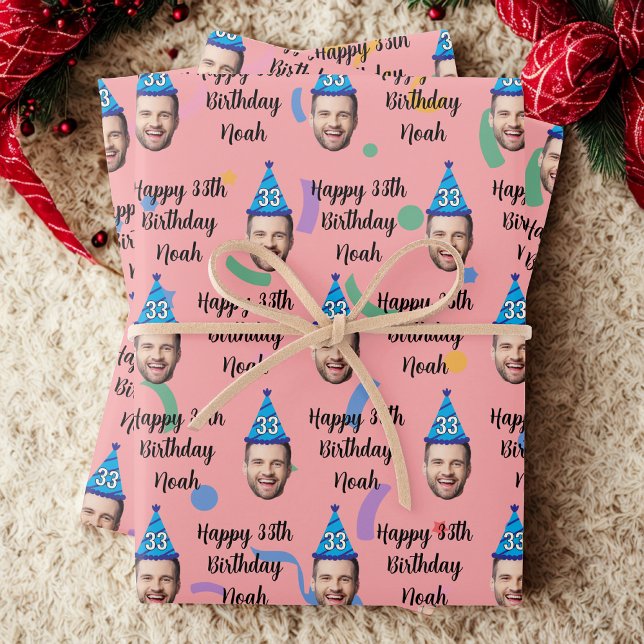 Papel de regalo de cumpleaños personalizado, rosa (Subido por el creador)