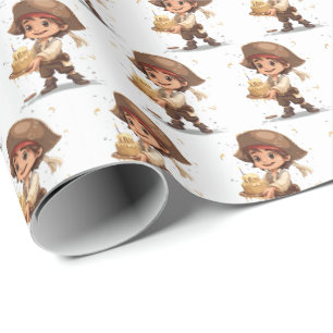 Papel de regalo de cumpleaños pirata para niños