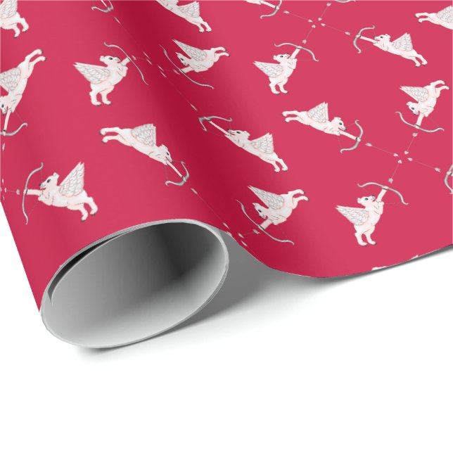 Papel de regalo de Cupidos de oso polar (Esquina del rollo)