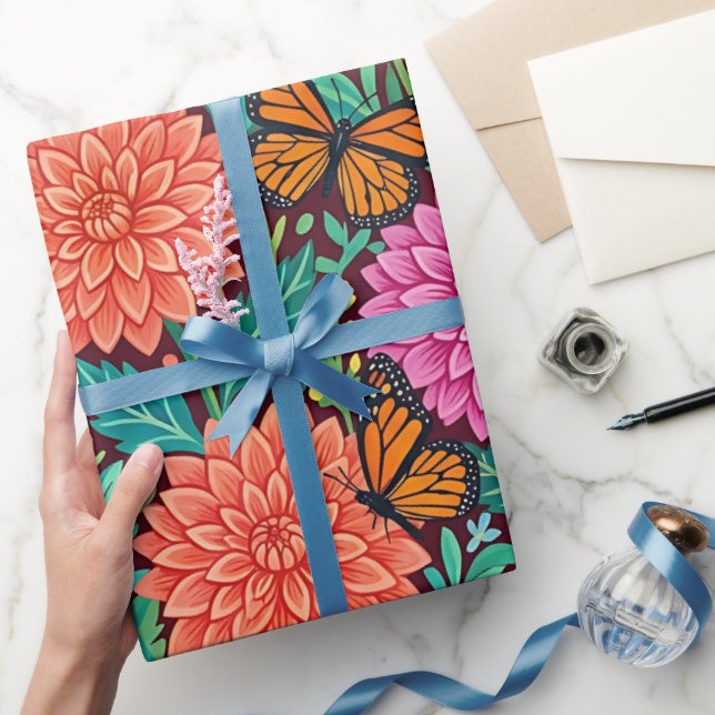 Papel de regalo de dalias caprichosas abstractas (Regalar)