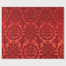 Papel de regalo de Damasco Noel Carmesí
