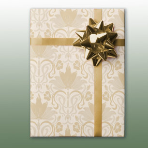 Papel de regalo de Damasco tono dorado para toda o