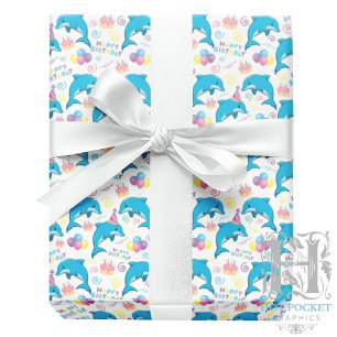 Papel de regalo de delfín en blanco