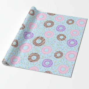 Papel de regalo de Deliciosas Donas sobre Azul
