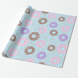Papel de regalo de Deliciosas Donas sobre Azul
