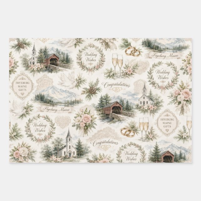 Papel de regalo de deseos de boda de Fryeburg Main (Anverso)