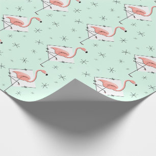 Papel de regalo de diamante Aqua Flamingo