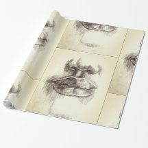 Papel de regalo de dibujo a lápiz de labios y nari