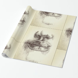 Papel de regalo de dibujo a lápiz de labios y nari