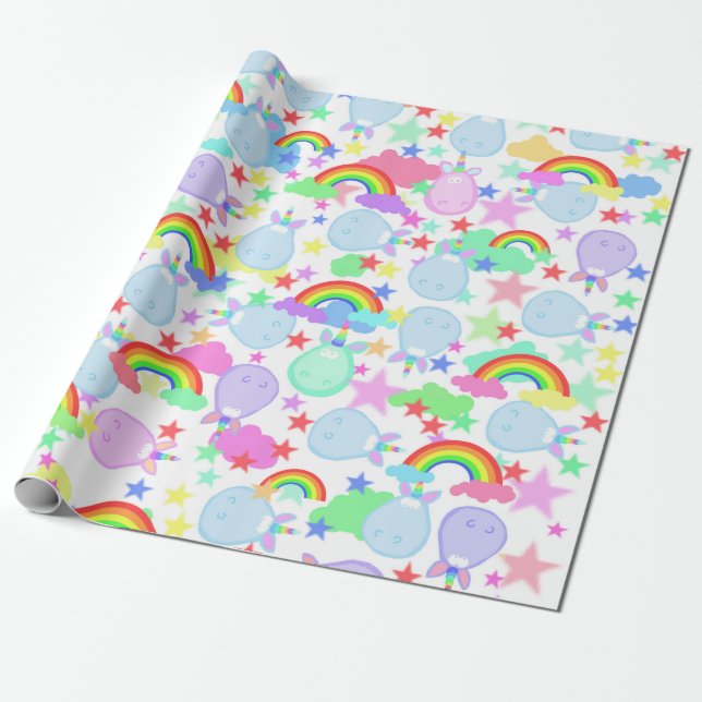 Papel de regalo de dibujos animados de arcoíris y  (Desenrollado)