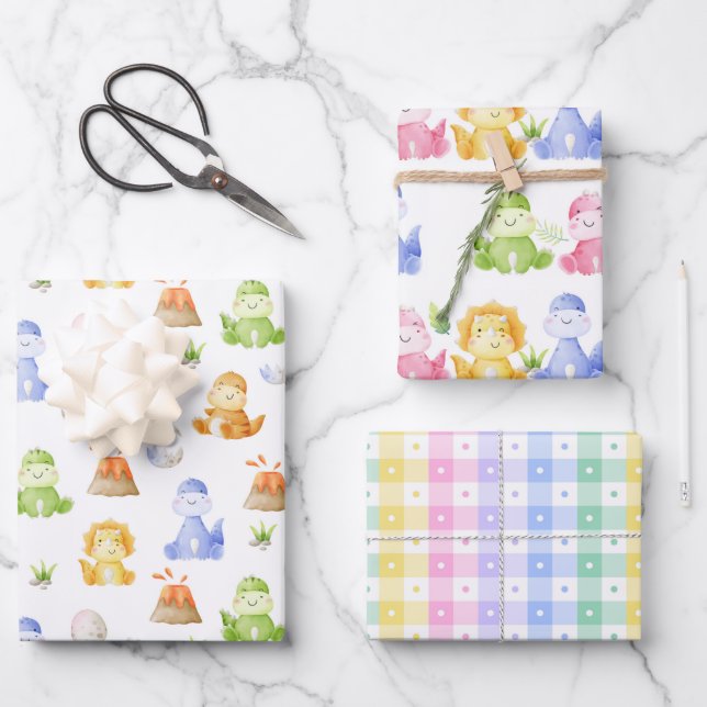 Papel de regalo de dinosaurio, papel de regalo de  (Anverso)