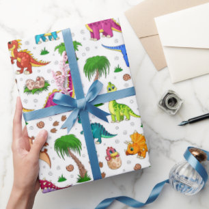 Papel de regalo de dinosaurio, papel de regalo de