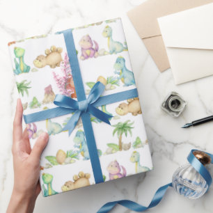 Papel de regalo de dinosaurio, papel de regalo de 