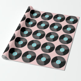 Papel de regalo de discos retro