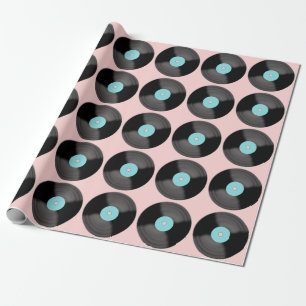 Papel de regalo de discos retro