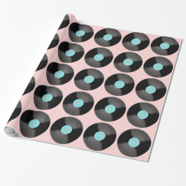 Papel de regalo de discos retro