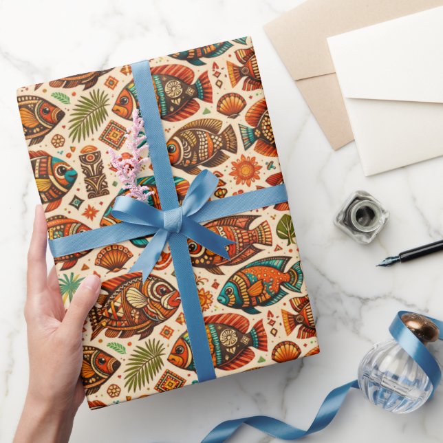 Papel de regalo de diseño de peces Boho (Regalar)