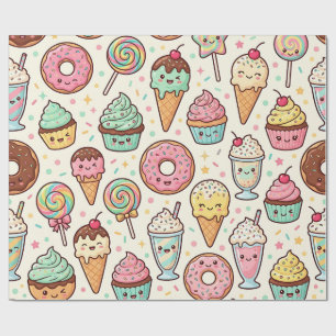 Papel de regalo de donut de comida espacial para f