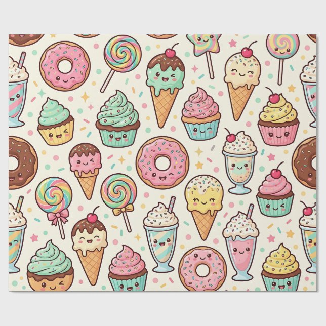 Papel de regalo de donut de comida espacial para f (Superficie plana)