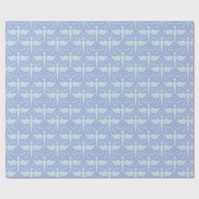 Papel de regalo de dragón botánico de fantasía (Superficie plana)