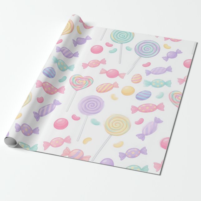 Papel de regalo de dulces de Landia pastel (Desenrollado)