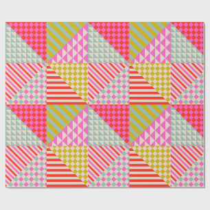 Papel de regalo de edredón de patchwork moderno y