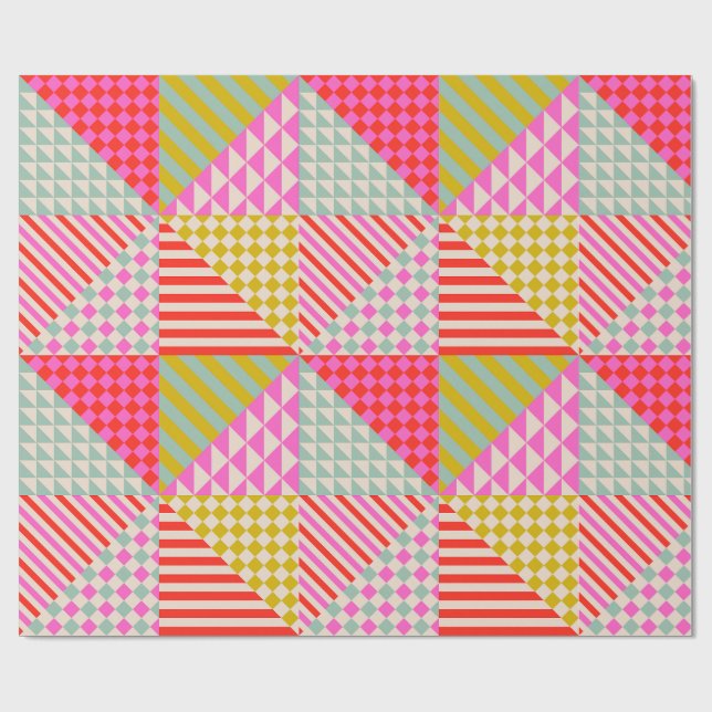 Papel de regalo de edredón de patchwork moderno y  (Superficie plana)