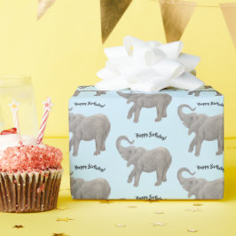 Papel de regalo de elefante azul pálido