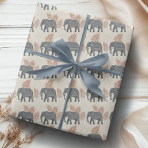Papel de regalo de elefante boho elegante