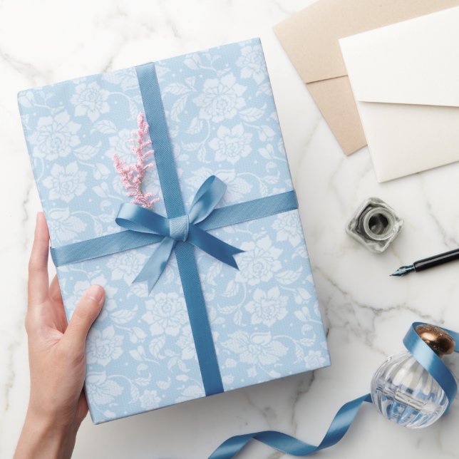 Papel de regalo de encaje azul (Regalar)