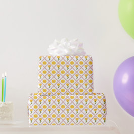 Papel de regalo de encaje floral de botón de oro a