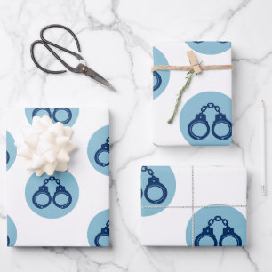 Papel de regalo de esposas de policía Línea azul