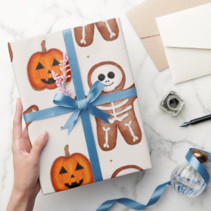 Papel de regalo de esqueleto de pan de jengibre de