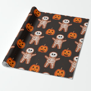 Papel de regalo de esqueleto de pan de jengibre de