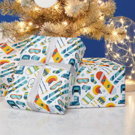 Papel de regalo de esquí, papel de regalo de snowb