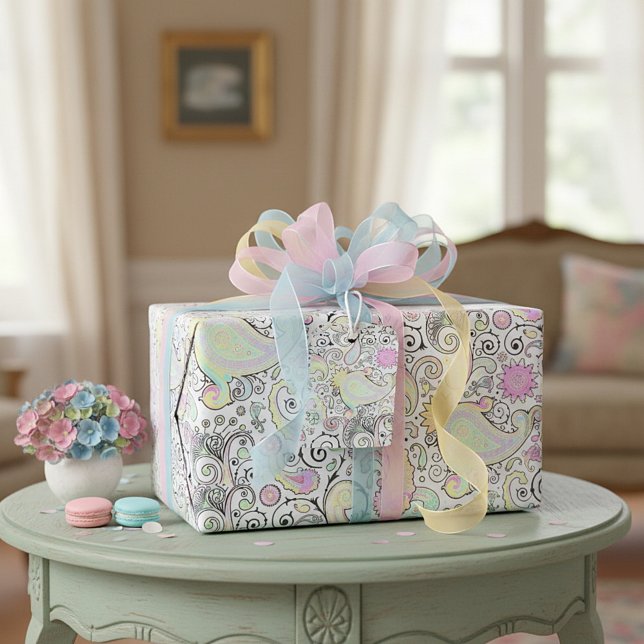 Papel de regalo de estampado de cachemira pastel (Subido por el creador)