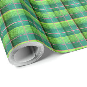 Papel de regalo de estampado verde a cuadros en pe