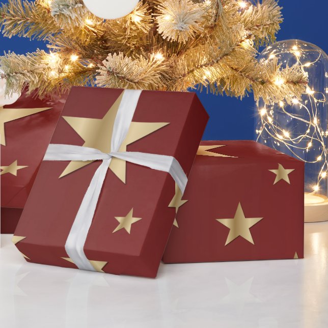 Papel de Regalo de Estrellas Doradas (Vacaciones)