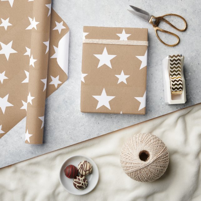 Papel de regalo de estrellas navideñas simples (Artesanía)
