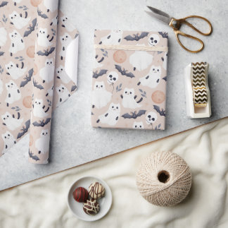 Papel de regalo de fantasma de Halloween lindo | S