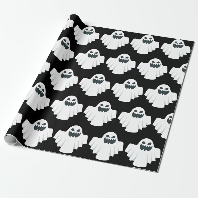 Papel de regalo de fantasmas con patrón de Hallowe (Desenrollado)