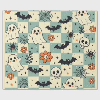 Papel de regalo de fantasmas de Halloween lindos