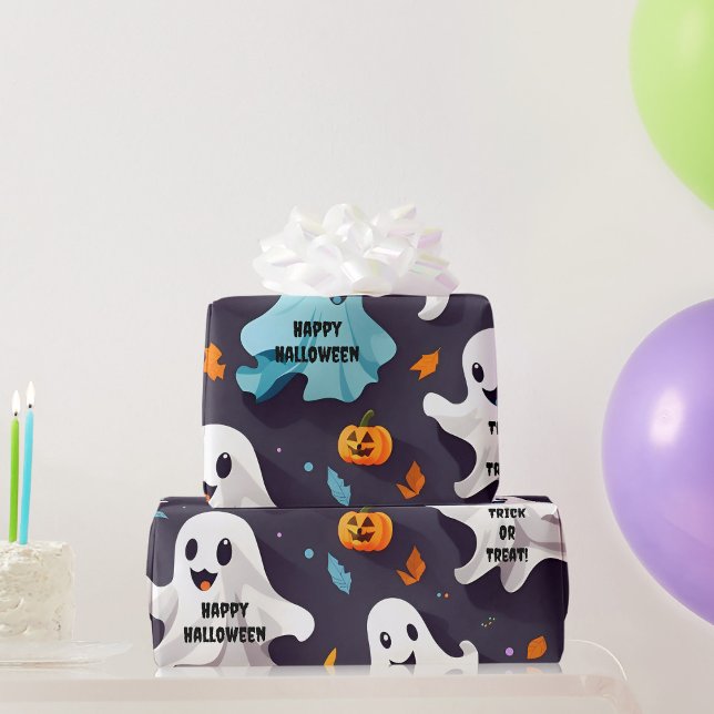 Papel de regalo de fantasmas mini de Halloween fel (Subido por el creador)