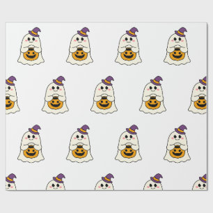 Papel de regalo de fantasmas y calabazas de Hallow