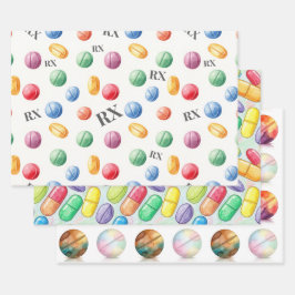 Papel de regalo de farmacéutico con pastillas de a