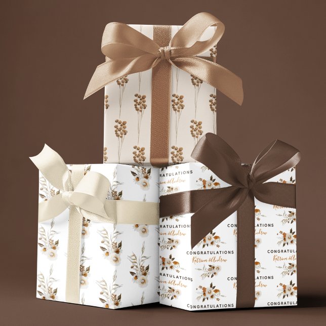 Papel de regalo de felicitaciones de boda en hojas (Congratulate a special couple with these personalized wrapping paper sheets! )